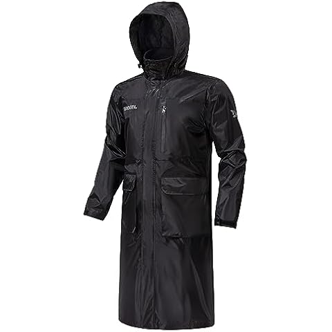 Rodeel Long Waterproof Raincoat with Hood Rain Jacket Poncho with Pocket for Hiking Camping Outdoor Activities Cover