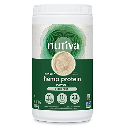 Nutiva Usda Organic Cold-Pressed Raw Hemp Seed Plant Protein With Hi-Fiber And Essential Amino Acids Powder, Non-Gmo, Whole 30 Approved, Vegan, Gluten-Free & Keto, 16 Ounce #TOP17