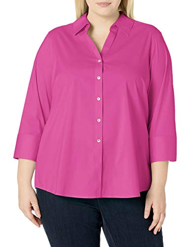 Foxcroft Women's Plus Size Mary Non-Iron Stretch 3/4 SLV. Shirt, Forever Fuchsia, 18W