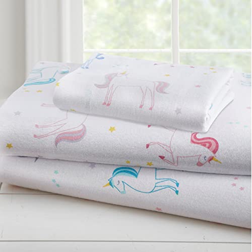 Wildkin Kids 100% Cotton Flannel Toddler Sheet Set For Boys & Girls, Bed Set Includes Top Sheet, Fitted Sheet, Pillow Case, Flannel Bed Sheets For Cozy Cuddles (Unicorn) #TOP7
