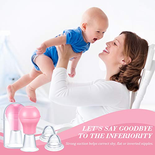 4 Pieces Nipple Sucker Nipple Corrector Nipple Puller Women Breastfeeding Flat Inverted Nipple, Aspirator Nipples Retraction Nipples Silicone Cups For Mommy Girl (Pink) #TOP6