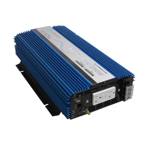 AIMS Power 2000 Watt, 4000 Watt Peak, Pure Sine DC to AC Power Inverter, USB Port, 2 Year Warranty, Optional Remote, Listed to UL 458