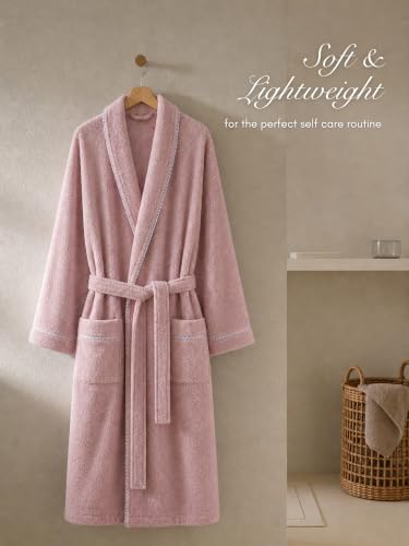 Image of RANGOLI Sunshine 100% Cotton Bathrobes For Women, 500 GSM Free Size Bath Robe With Rope,Ultra-soft, Lightweight & Highly Absorbent Luxurious Bath Gown /Bath Robe