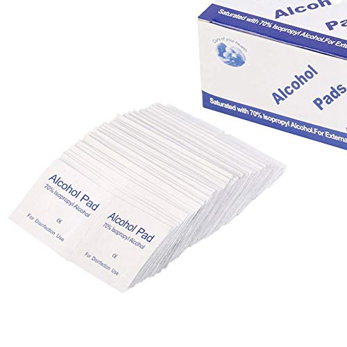 KOBWA Alcohol Prep Disposable Antiseptic Rubbing Pads Pre -Injection Swabs For Home/Medical/Nail Polish Remover Wipes 100 Pieces