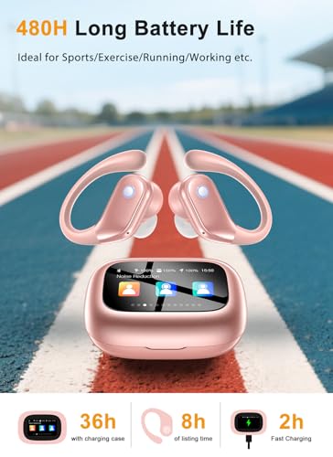 Image of jaddsa Wireless Earbuds with ENC Noise Cancellation, Touch-Screen Control, IPX7 Waterproof, Deep Bass Stereo for Running - Rose Pink