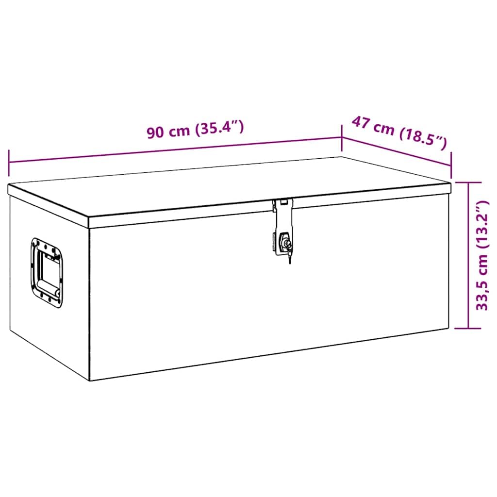 Genérico Caja de almacenaje de Aluminio Plateado 90x47x33,5 cm,Bricolaje,Accesorios de Bricolaje,Organización y Almacenamiento de Herramientas,Cajas de herramientas-152254