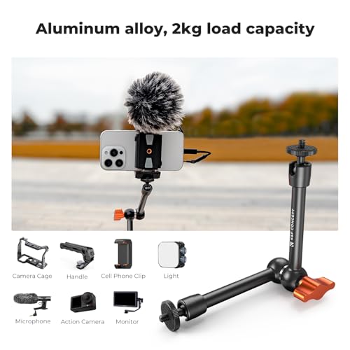 Image of K&F CONCEPT 9.8 inch Magic Arm Clamp Kit with 1 /4 inch & 3 /8 inch Thread Screw 360 Ball Heads Articulating Magic Arm with Tripod Mount Adapter for Gopro /LED Lights /Monitor /Flash /Microphone /DSLR Camera