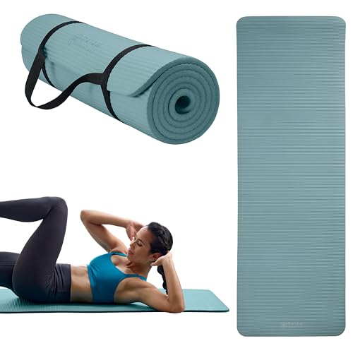 Image of Gaiam Thick Yoga Mat, Exercise & Fitness Mat with Easy-Cinch Carrying Strap