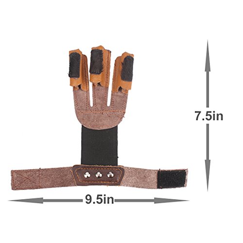 Krayney Adult Youth Archery Leather Gloves Finger Arrow Bow Archery Accessories (Brown-Adult Size) #TOP1