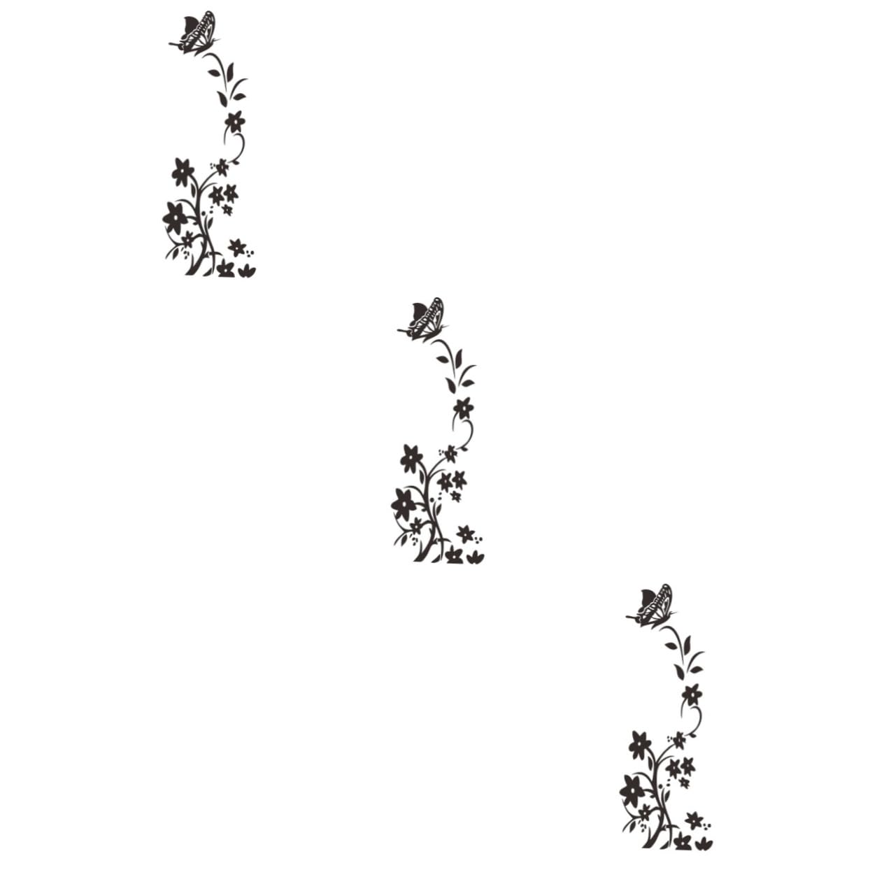 Autocollants floraux SHINEOFI 3 pièces stickers noirs amovibles pour mur et frigo