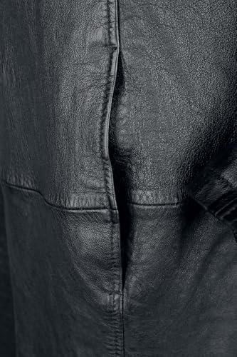 Cappotto Di Pelle Gothic Di Gothicana By Emp - Long Black Leather Coat With Collar - M A 3XL - Uomo - Nero - 3