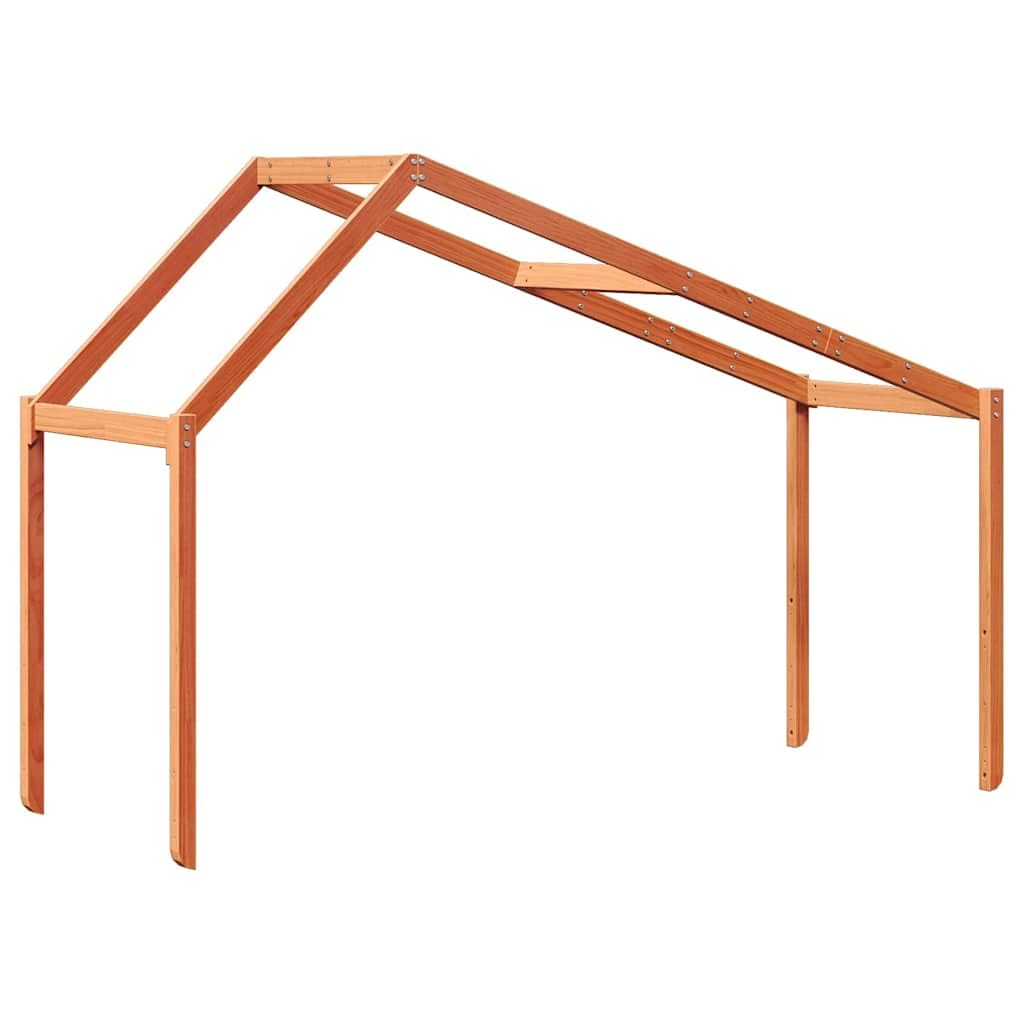 Techo para cuna de madera de pino maciza, color marrón cera, 213 x 95,5 x 144,5 cm, diseño abierto, apto como accesorio de cama para habitación infantil y zona de juegos