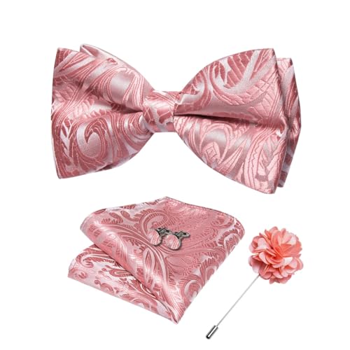 Nœud papillon de mariage en soie haut de gamme boutons de manchette et corsage homme rouge