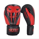 Guantes de Boxeo para niños, Guantes de Lucha para Ejercicios, 8 oz, 10 oz, 12 oz, Guantes de Lucha, Guantes de Boxeo con Bolsa Pesada, Rojo, 8 oz