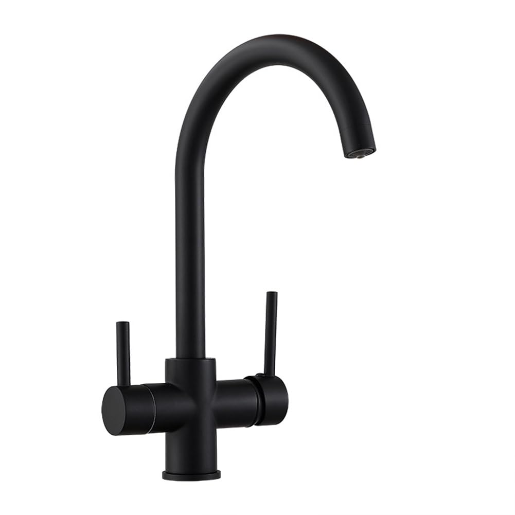 GLETSF 3-in-1 Kitchen Faucet Filter Mixer 360 Swivel Chrome Tap for Purified Drinking Water & Oatmeal Perfect Sink Accessory for Home & Kitchen Use,Black-B
