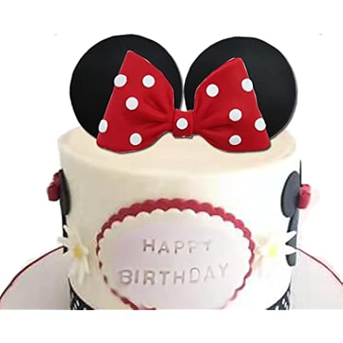 Mouse Cake Topper Bow and Ears for Birthday (Red) Cover