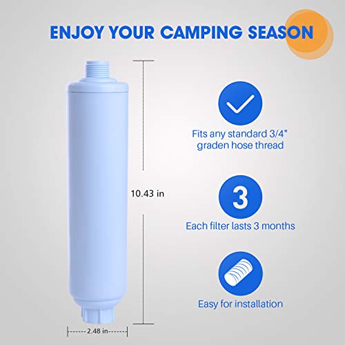 Pureplus Rv Inline Water Filter, Nsf Filtration Reduces 99% Chlorine, Bad Taste, Odor For Rvs, Marines, Boats, Campers, Trailer, Motorhome,Drinking, Washing, Gardening, Camping, Planting, Spa, 2Pack #TOP5