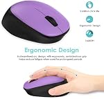 LeadsaiL Wireless Mouse for Laptop, 2.4GHz Silent USB Mouse, Slim Optical Mouse with 3 Buttons, 1600 DPI, Works with Windows, Mac, Chrome OS, Linux - Black and Purple