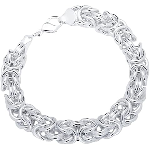 Viosi Byzantine Bracelets for Women/Men Sterling Silver Plated Classic Unique Cute Gifts Handmade Chunky Bracelet Link Chain with Lobster Clasp 10mm Width (Sterling Silver Plated, 8 Inches) Cover
