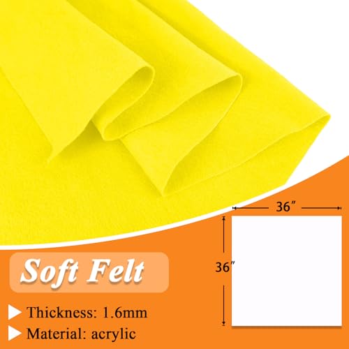 Image of IONTACH 36 inch X 36 inch Yellow Soft Felt Fabric 1.6mm Thick