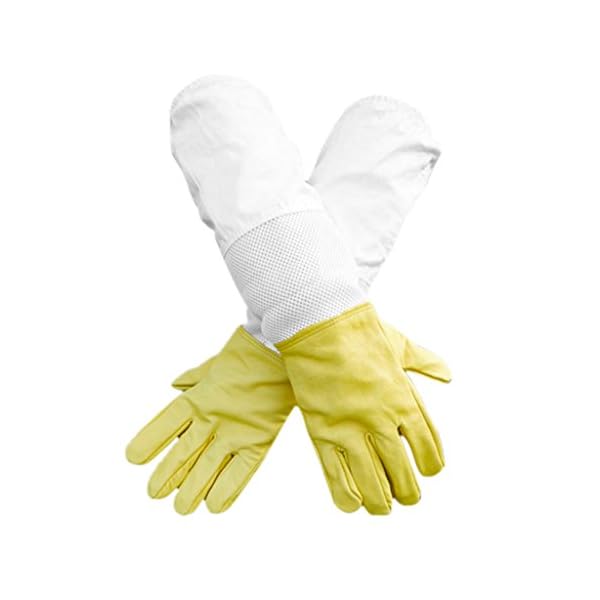 MagiDeal - Ziegenleder mit Belüfteten Handgelenken 50cm für den Beekeeper, Weiß Gelb – Bild 4
