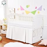 Crib Bed Skirt Dust Ruffle 100% Cotton - Natural, Soft, Breathable for Baby's Delicate Skin, Nursery Toddler Crib Bed Skirt for Baby Boys Girls, Fits Standard Cribs 28' x 52' with 14' Drop