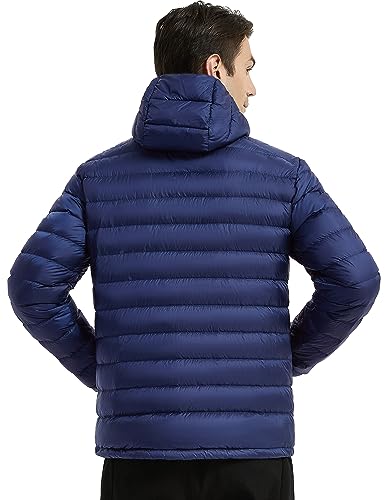 Image of Lesmart Men Down Jacket Puffer Winter Jacket with Hooded Packable Lightweight Windproof Insulated Warm Coat