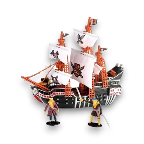 Aurora Store Veliero Nave Pirati Dettagliato Realistico Gioco Giocattolo con Due Personaggi Barca Giochi Giocattoli Set da Gioco Simulazione Realistico Pirata Accessori Riproduzione Fedele Barca