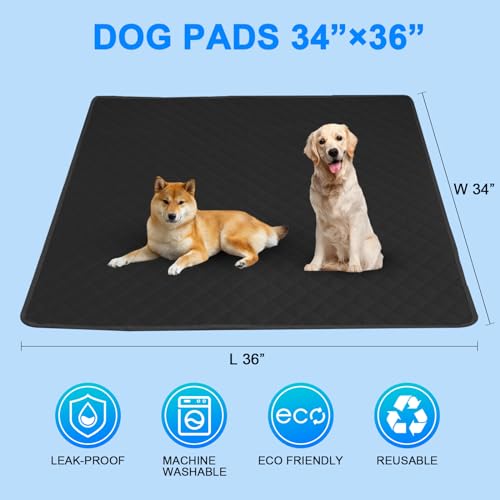 Image of Washable Pee Pads for Dogs 34 inchx36 inch Reusable Puppy Pad Pet Training Pads, Waterproof Mat Non-Slip, Dog Pee Pad Whelping Pads Dog Mat-Playpen,Crate,Sofo,Car,Potty,Bed