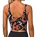 Cozy for Japanese Chinese Dragon Flower Black Floral Yoga Bra for Women Girls, U-Shaped Back Tops with Pads Control Shapewear Outfit for Sports Fitness