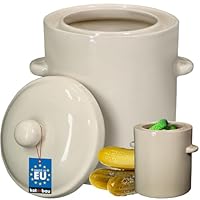 KOTARBAU® Zuurkool fermentatiepot zuurkool pot 1,8 l aardewerk pot met deksel steengoed pot fermenteren permanente koolvat komkommerpot steengoed rumpan steengoed pot steengoed pot kimchi container