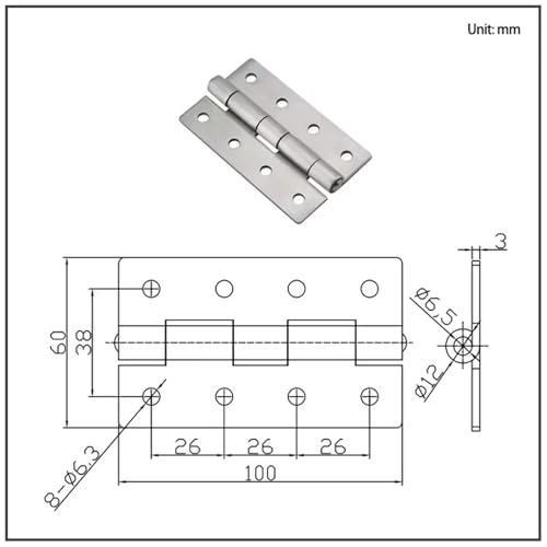 Charnière de porte polissage miroir robuste en acier inoxydable 304 - 6