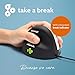 R-Go HE Vertical Ergonomic Mouse, for Left Handed, with Break Software, USB-C/A Wired, Prevents Tennis Elbow/Mouse Arm RSI, Silent Click, 5 Buttons - Compatible Windows/Mac OS, Black/Silver