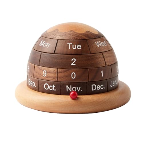 Calendario permanente de madera, calendario de bloque de escritorio | Calendario perpetuo Creative Planet Calendario de escritorio de madera - Decoraciones de mesa de calendario de bloque estético