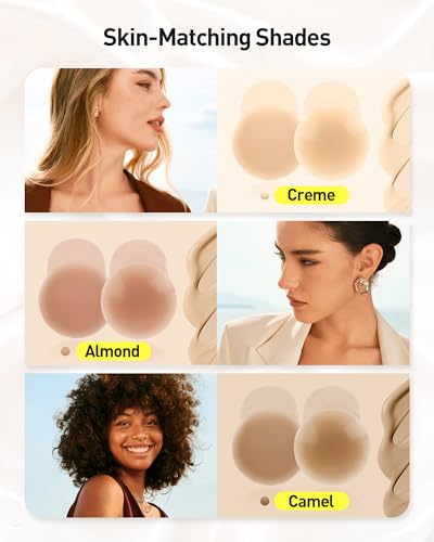 Image of Niidor Nipple Covers for Women with Lift Reusable Silicone Pasties Breast Petals Seamless Under Any Oufit for All Day Comfort