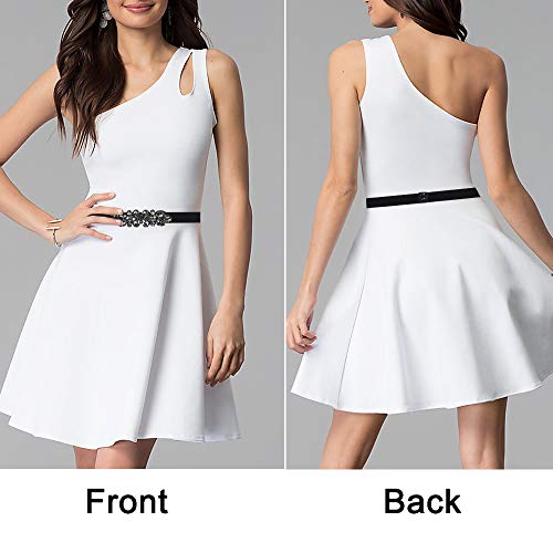 Women Rhinestone Stretch Belts Thin Skinny Elastic Wasit Belt Beaded Crystal Belts for Lady Dresses3