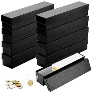 8PCS Coin Storage Box Coin Holders 2×2 Inch Coin Protector Boxes for Collectors Protect Gasket Coin Case Cardboard Coin Collecting Supplies Coin Collection Boxes for Coins Jewelry Storage (Black)