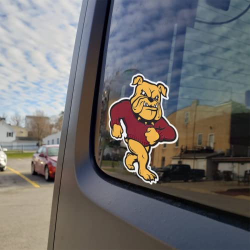 Image of Minnesota Duluth Full Standing Marching Bulldog Vintage Maroon and Gold Weatherproof Vinyl Sticker Car Decal from Nudge Printing