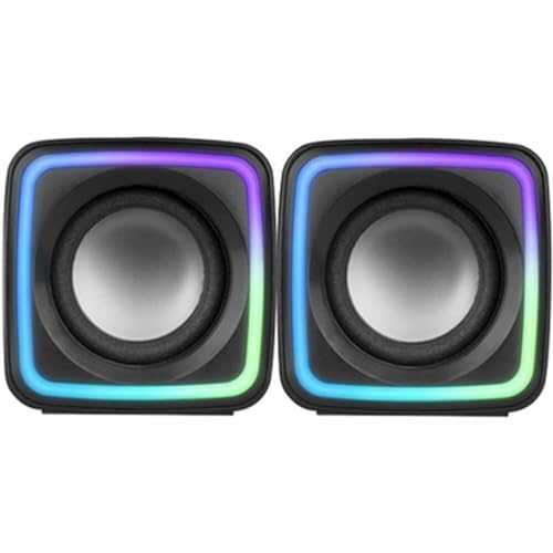 Mars Gaming MSCUBE, Kompakte 8W Gaming-Lautsprecher, Raumklang-DSP-Sound, RGB Active-Flow, Steuerbox, USB + 3,5mm Klinke, Schwarz