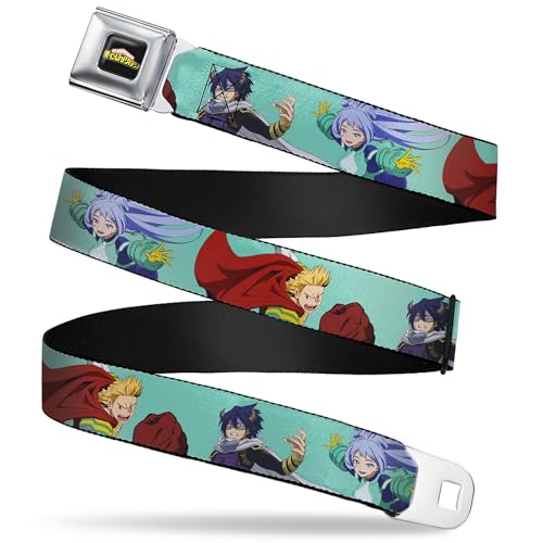 My Hero Academia Belt, Seatbelt Buckle, the Big 3 Action Poses Light Blue