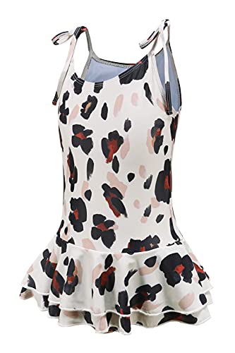 Image of Girls One Piece Swimsuits Halter Bathing Suits Summer Rose Red Leopard Print Swimwear 2-14 Years