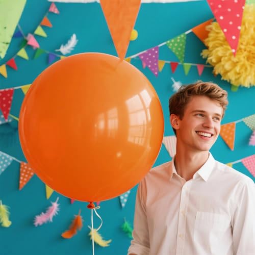 Image of Orange Big Balloons 32pcs, 18 Inch Large Latex Giant Heavy Duty Balloons for Birthday Wedding Baby Shower Decorations