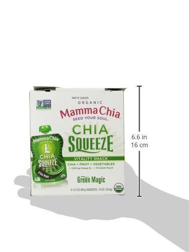 Vista 5 de Mamma Chia Snack orgánico Squeeze Vitality, Green Magic, 4 unidades, el paquete puede variar