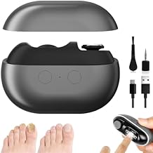 3-in-1 Multi-Functional Smart Nail Clipper for Seniors & Thick Nails - Electric Nail Trimmer with LED Light & Catcher - Painless Toenail/Fingernail Clipper, Low Vision Gray