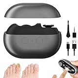 3-in-1 Multi-Functional Smart Nail Clipper for Seniors & Thick Nails - Electric Nail Trimmer with LED Light & Catcher - Painless Toenail/Fingernail Clipper, Low Vision (Gray)