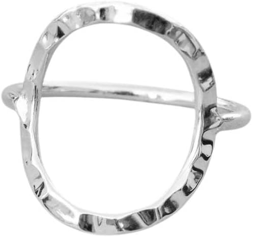Skinny Open Circle Ring For Women 925 Sterling Silver Hammered Design Geometric Ring Eternity karma Statement Ring For Birthday By DyeandDesign