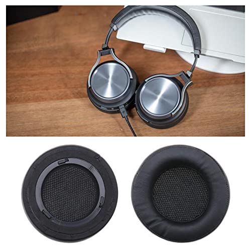 YINETTECH 1 Pair Earpads Ear Cushions Protein Leather Memory Foam Replacement Repair Parts Compatible with Corsair Virtuoso RGB Wireless SE Headphones Black - Image 2