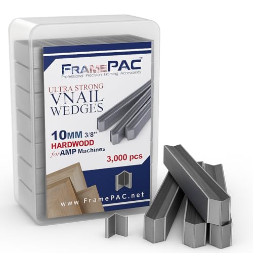 Image of V Nails for Picture Frames Hardwood (AMP) 10mm (3 /8 Inch) [3000 V-Nail Pack, Stacked] - (for use in Automatic V Nailer for Picture Framing, Automatic V Nailer for Picture Frames)