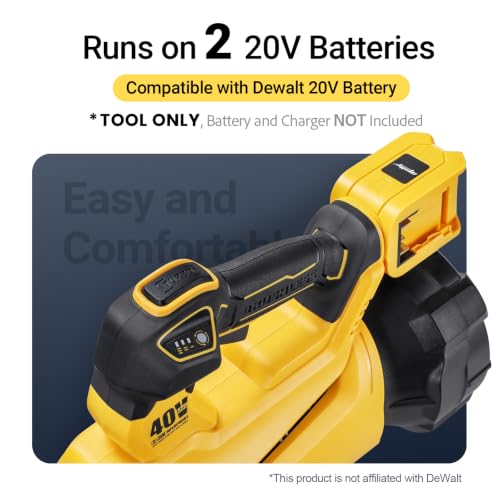 Cordless Leaf Blower Compatible with Dewalt 20V Max Battery (Tool Only), 40V Dual Battery Powered Yard Blower, Brushless Motor, Up to 570 CFM 145 MPH Turbo, 3-Speed Control,Low Noise & Heavy-Duty by Mayoki - Image 2