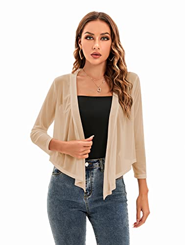 Womens Tie Top 3/4 Sleeve Shrug Bolero Cardigan Lightweight Shrug3